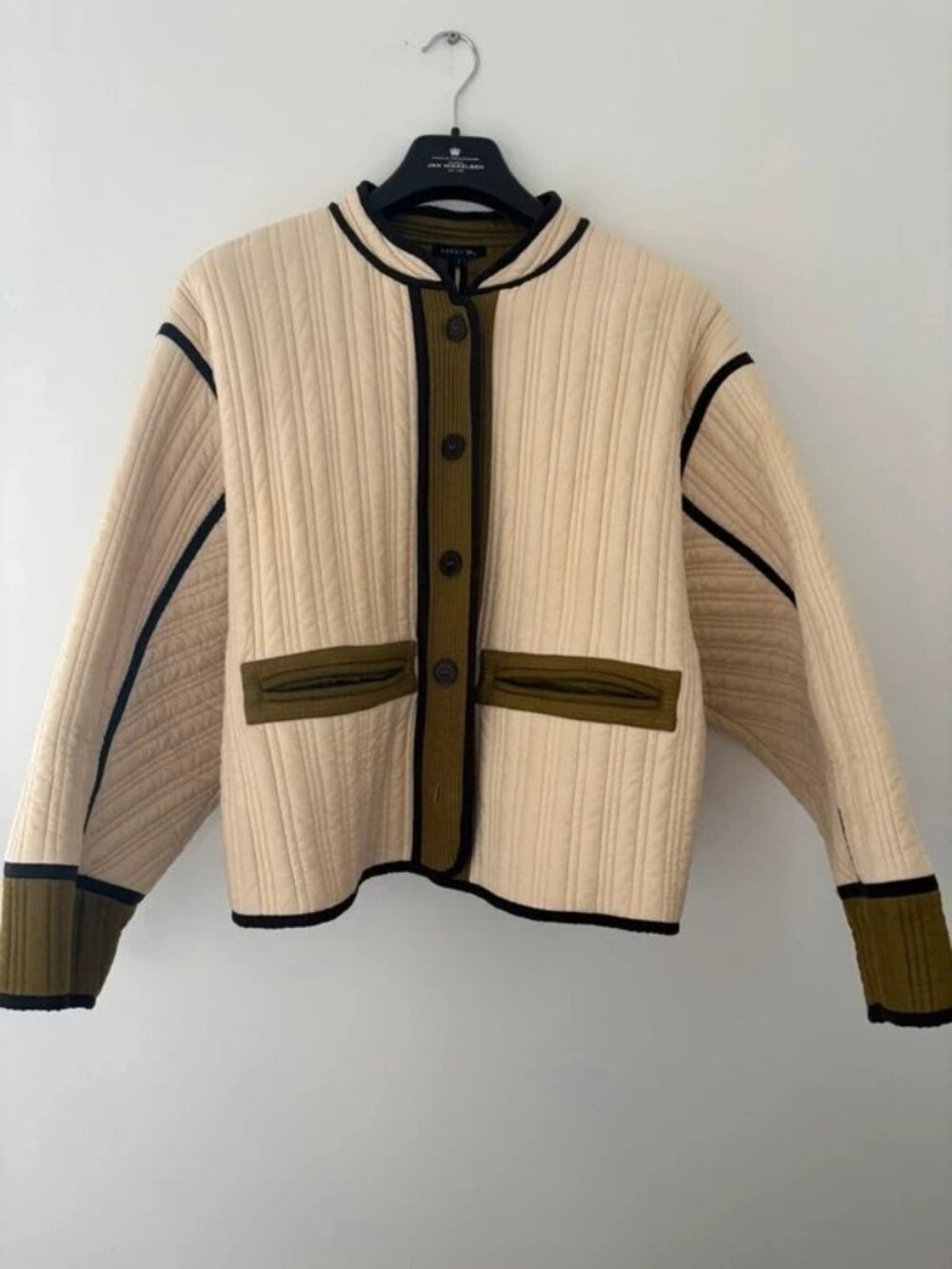 Soeur Quilted Ribbed Jacket Beige Khaki Size L